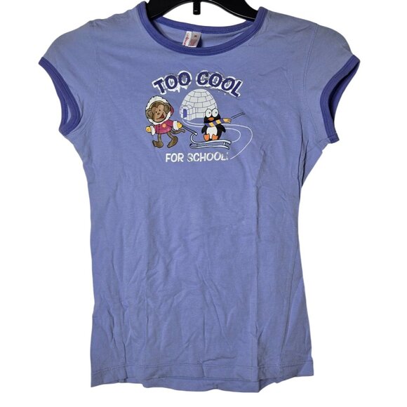 Y2K Aeropostale Monkey Graphic Baby Tee Shirt Size Medium 2000s Penguin School - Picture 1 of 8